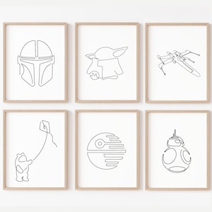 Star Wars Nursery Wall Art - Set of 6 Prints | Star Wars Kids Room Wall Decor | Starwar Baby Shower Gift