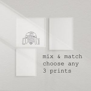 Star Wars Minimalist Line Art Prints "Mix and Match" | Nursery Decor, Set of 3