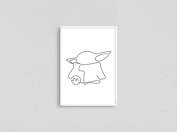 Baby Yoda Star Wars Mandalorian Minimalist Line Drawing Star Etsy