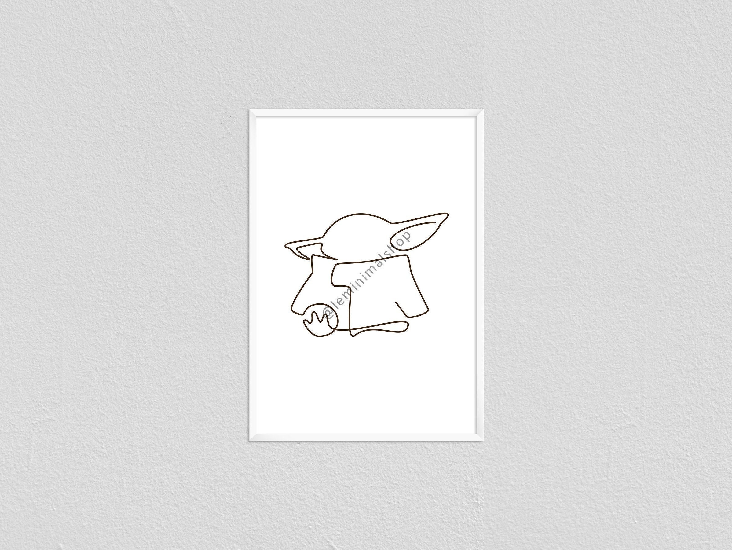 Baby Yoda Grogu Star Wars Mandalorian Minimalist Line Drawing Etsy