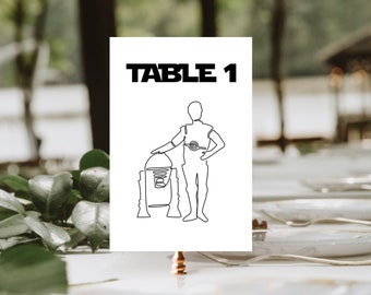 PRINTED Star Wars Wedding Table Numbers  | Star Wars Characters Minimalist Modern Reception Signs | Disney Kids Boys Birthday Party