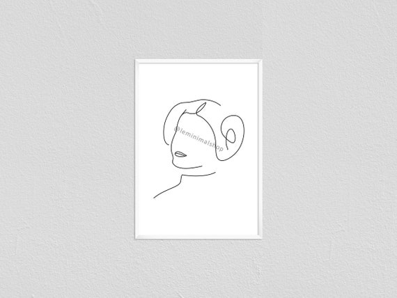 Princess Leia Star Wars Minimalist Line Drawing | Star Wars Room Decor Poster | Starwar Gift Modern Wall Art Sketch Print