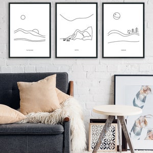 Star Wars Landscape Minimalist Line Art - Set of 3 Prints | Starwars Gift Tatooine Endor Hoth Poster | Nerd Gallery Wall Art image 4