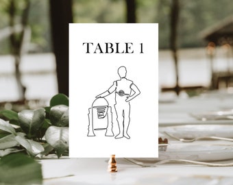 PRINTED Star Wars Wedding Table Numbers | Star Wars Characters Minimalist Modern Reception Signs | Disney Kids Boys Birthday Party