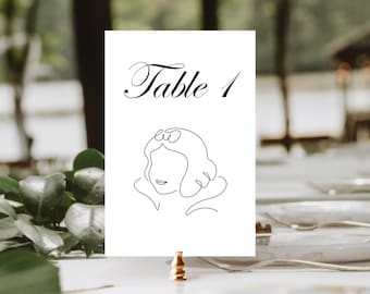 PRINTED Disney Wedding Table Numbers | Modern Disney Princess Fairytale Reception Signs | Disney Characters Couple Bride