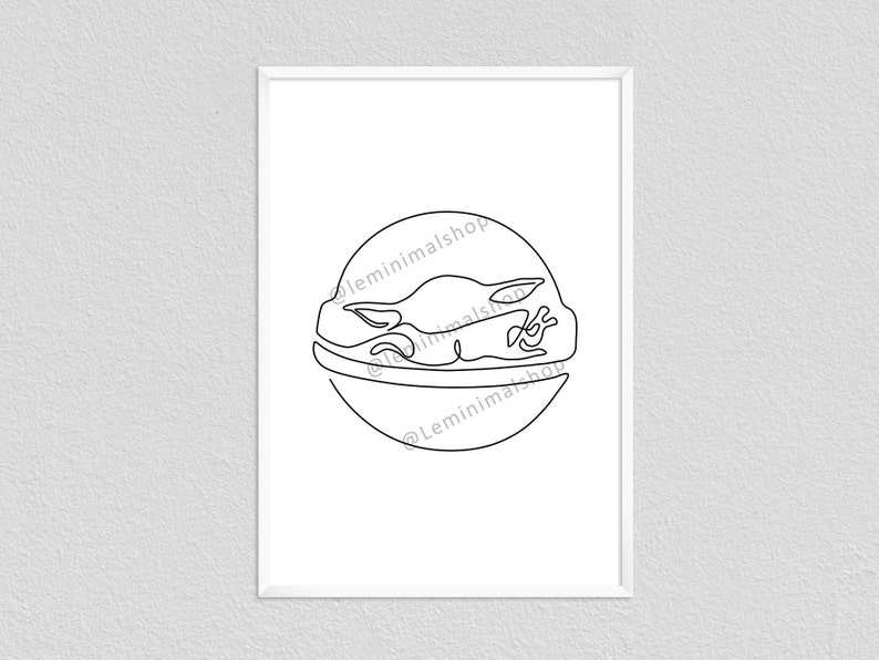 Baby Yoda Grogu Pod Pram Star Wars Minimalist Line Art Baby - Etsy