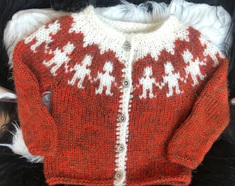 Ready to ship. For a 2 years old. Warm handknitted wool sweater.