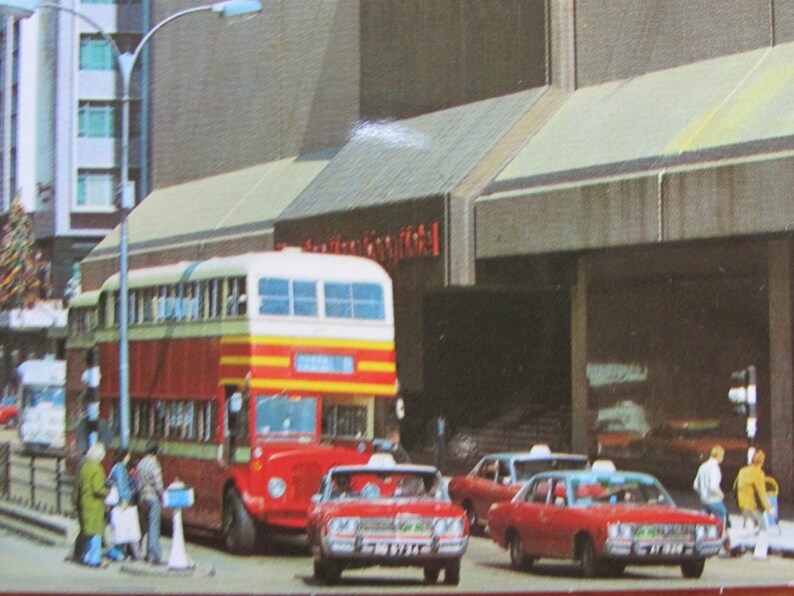 Hong Kong China Vintage Postcard 1960/'s The Imperial Hotel Tsim Sha Tsui Kowloon Color Glossy City Street Scene Double Decker Bus