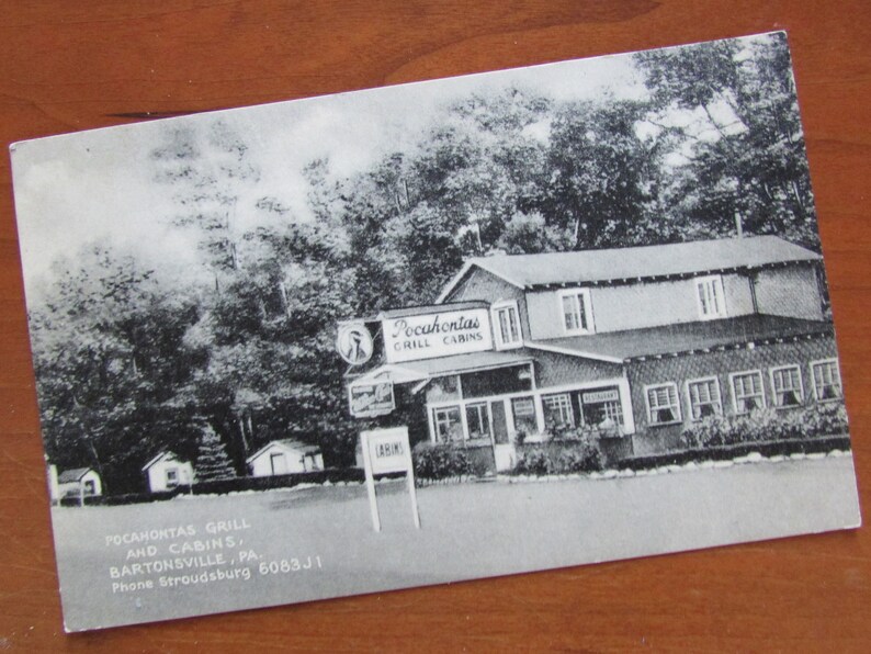 Pocohontas Grill And Cabins Bartonsville Pa Vintage Postcard Etsy