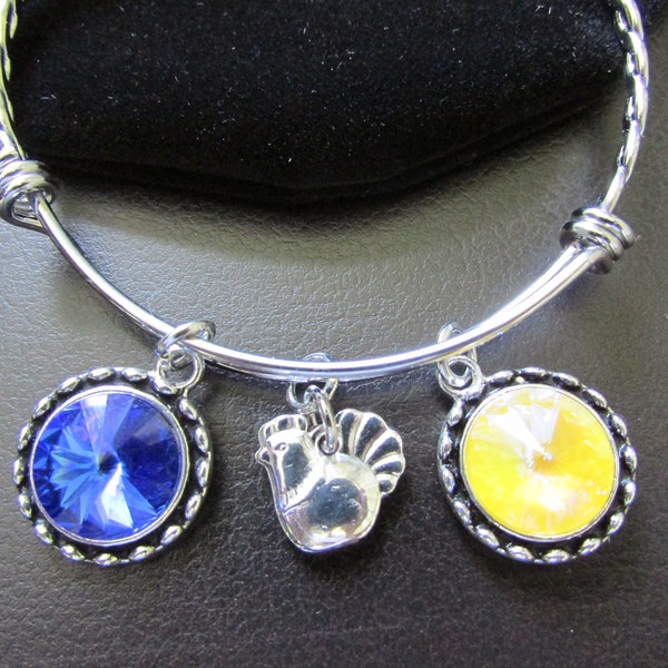 University of Delaware Charm Bracelet Bangle / UDEL Blue Hens / Graduation / Gift for Her / Crystals / Gift for Her / UD Mom / Class of 2024