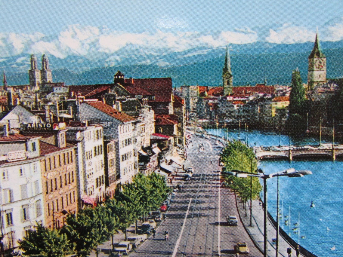 Zurich Switzerland Vintage Postcard Swiss Alps 1960's Etsy