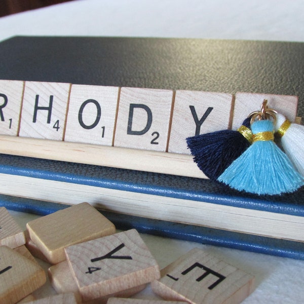 RHODY Sign University of Rhode Island Sign with Tassels / Dorm Accessory / URI / Gift for Her / Stocking Stuffer / Kingston, RI