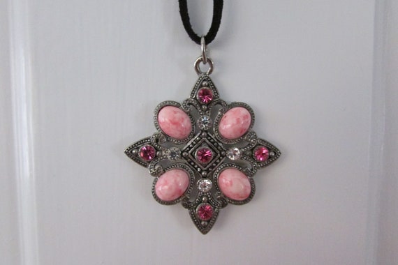 CROSS PENDANT | Gothic Style  | Pink and White Cr… - image 5
