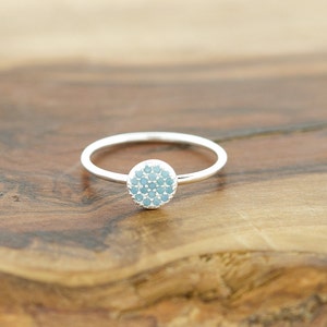 925 Sterling Silver Blue Turquoise Circle Ring image 1