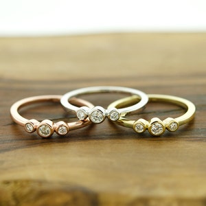925 Sterling Silver Three Stone Dainty Minimalist CZ Ring