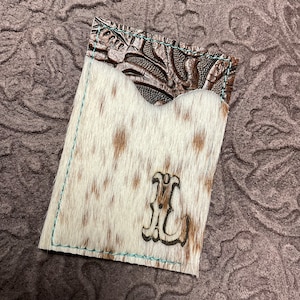 Cartera de piel de vaca personalizada para teléfono, tarjetero adhesivo de cuero, individual o doble