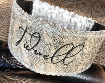 Brides Western Custom Cowhide Wedding Garter Leg  Personalized or Branded,Double layered leather
