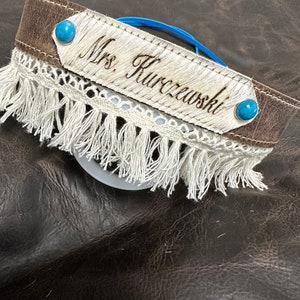Brides Leather Lace & Cowhide Western Boho Wedding Garter