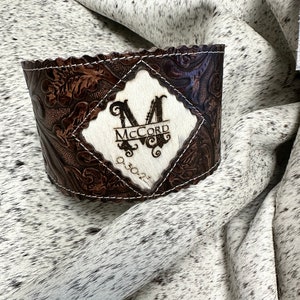 Brides Deluxe Embossed Leather Garter with A Diamond Shape Inlay Cowhide Personalized
