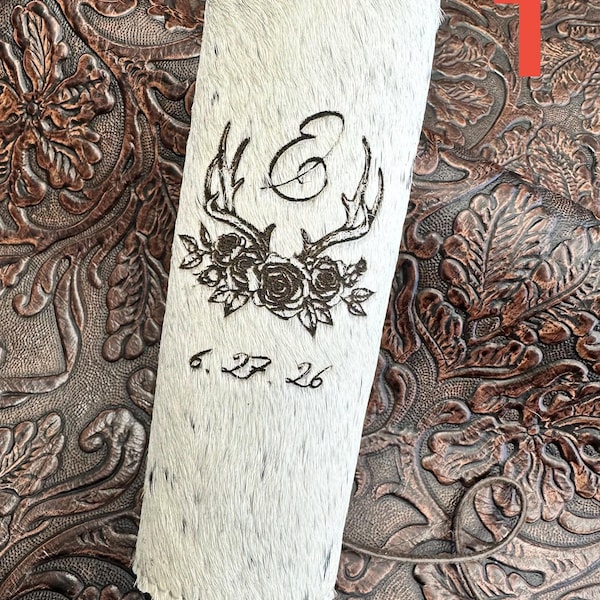 Brides Western Branded Cowhide Bouquet Wrap Ribbon Leather Lacing Punchy Wedding