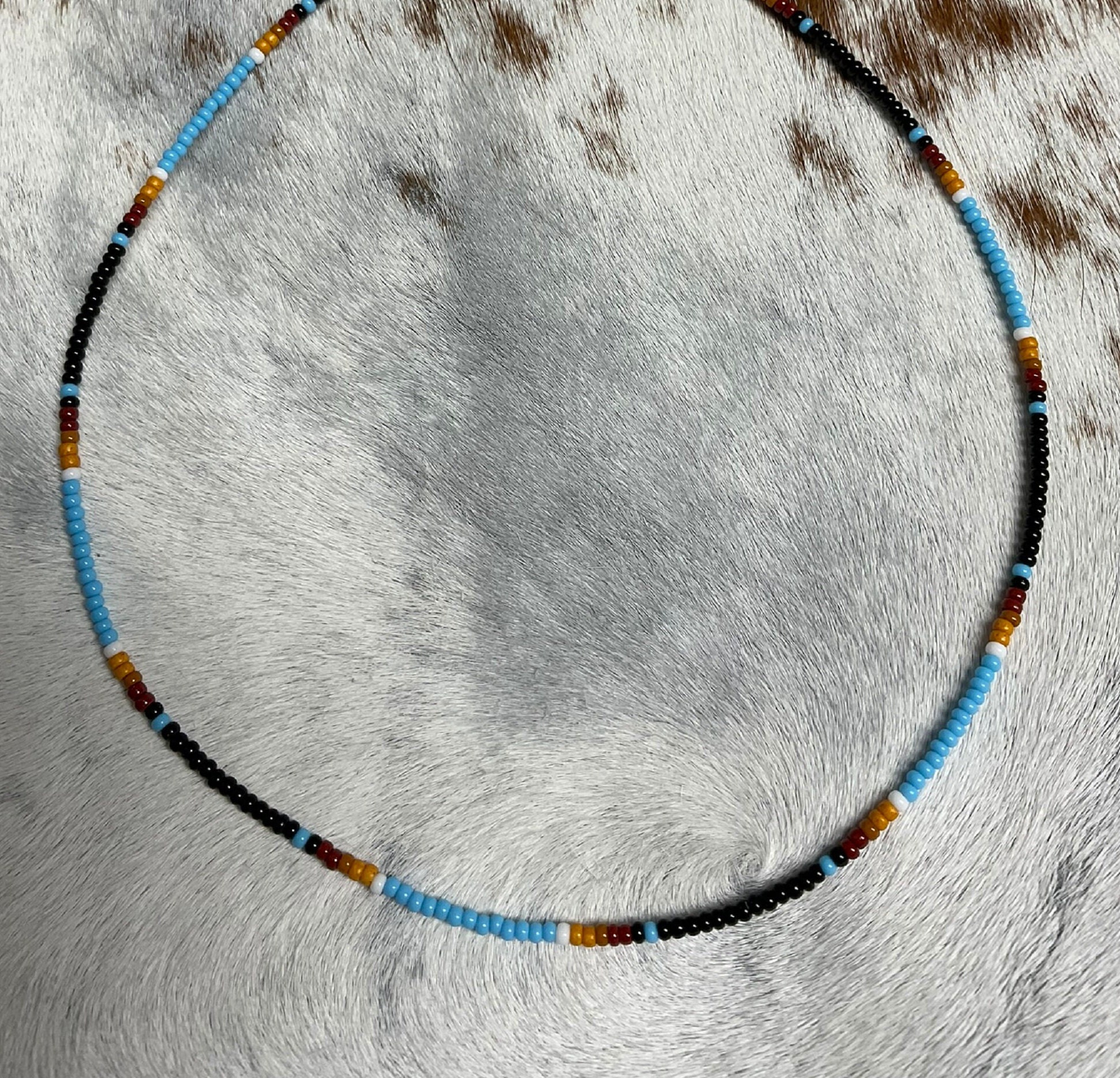 Western Seed Bead Choker-western Necklace Turquoise Black - Etsy