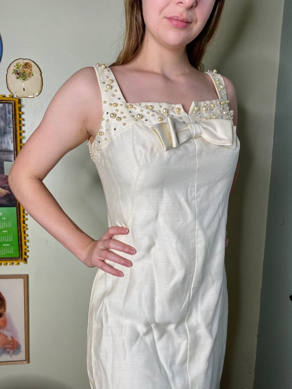 1960s Ivory Cocktail Dress - image 3