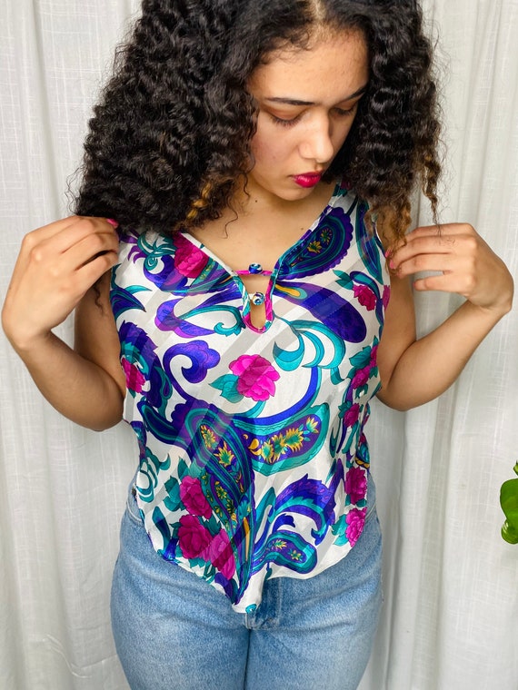 90s silk tank top - image 1