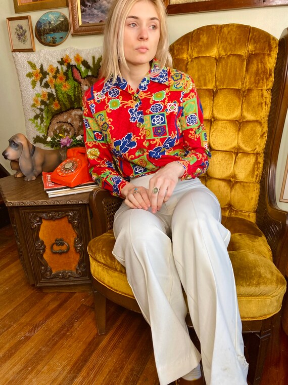 1970s Floral Blouse - image 9