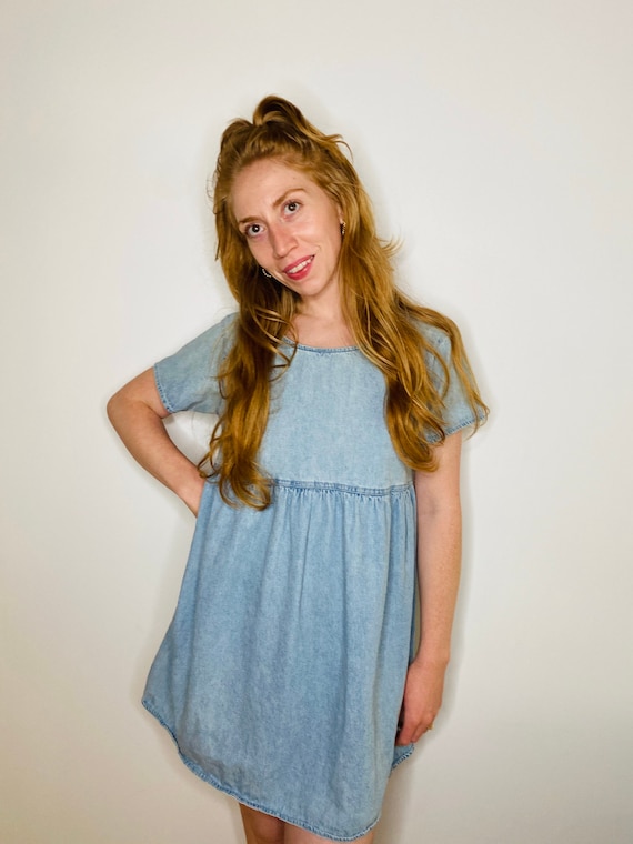 90s denim babydoll dress