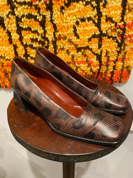 1990s Cow Print Block Heel Pumps - image 1