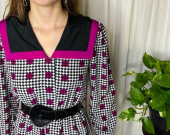 1980s Houndstooth Dress