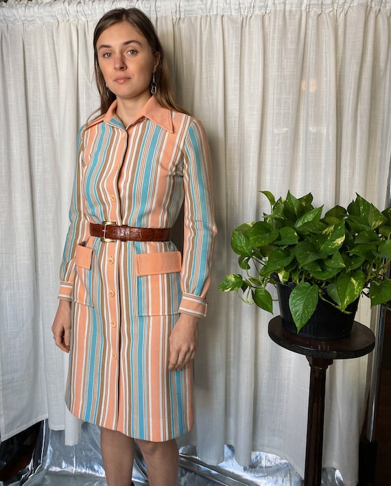1970s pastel striped dress