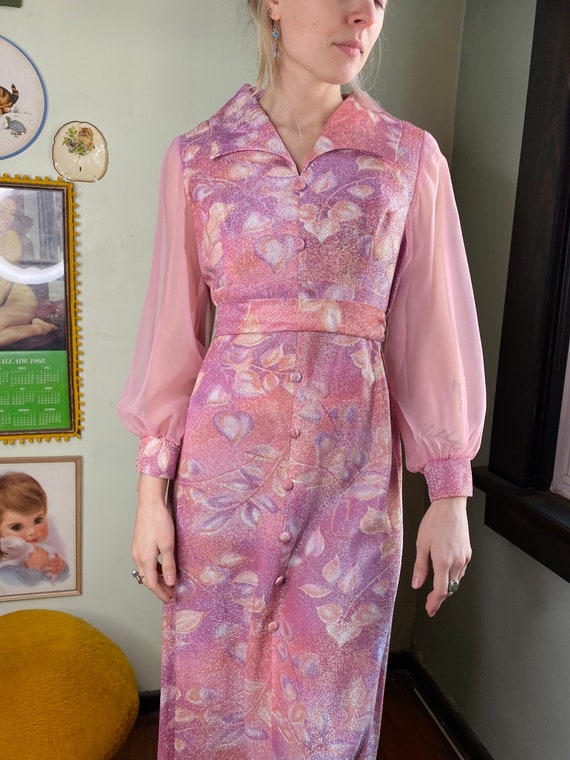 1960s/1970s Pink Maxi Dress - image 3