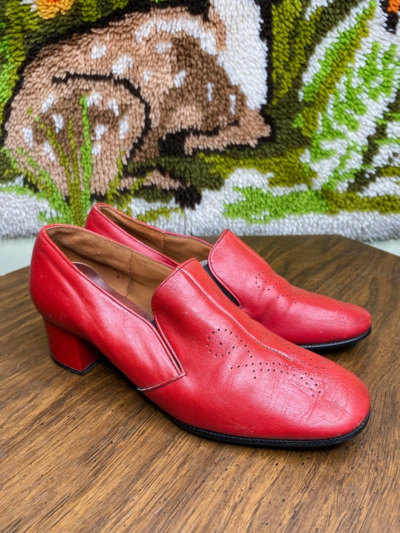 1940s Red Leather Heels - image 1