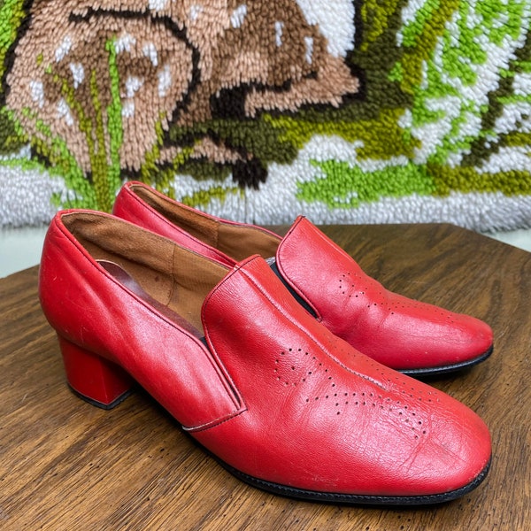 1940s Red Leather Heels