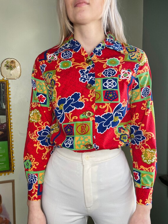 1970s Floral Blouse - image 8