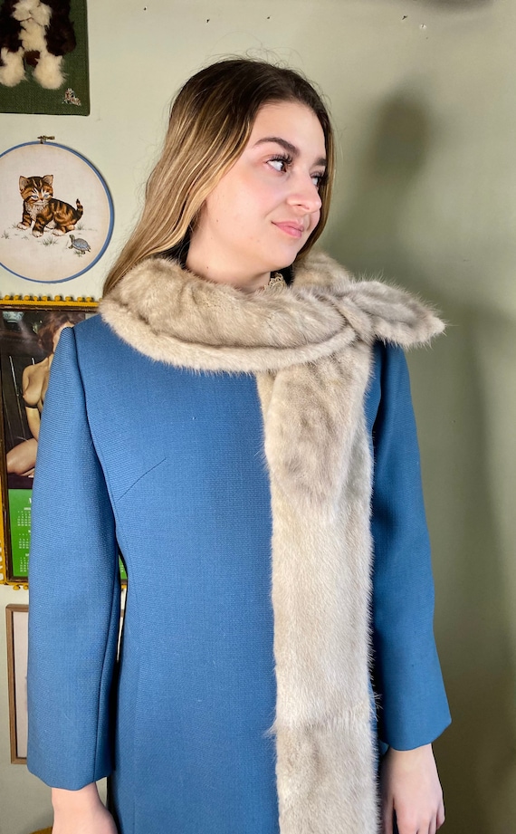 1960s Dusty Blue Fur Trim Coat