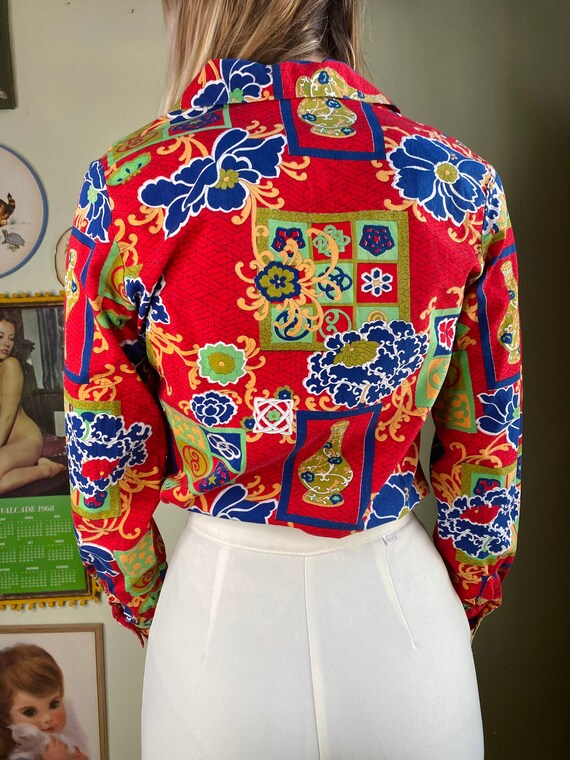 1970s Floral Blouse - image 5