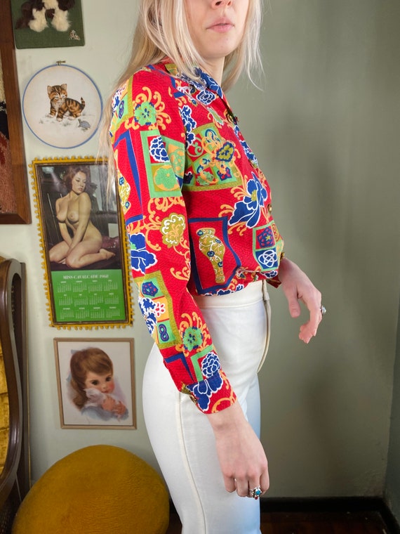 1970s Floral Blouse - image 4