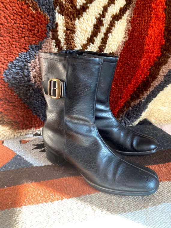 1960s Mod black vinyl boots
