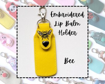 Bumblebee Embroidered Lip Balm Holder Keychain | Chapstick Case