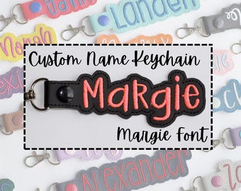 Llavero con nombre bordado personalizado / Etiqueta de vinilo marino para mochila