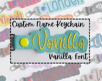 Llavero con nombre bordado personalizado / Etiqueta de mochila personalizada