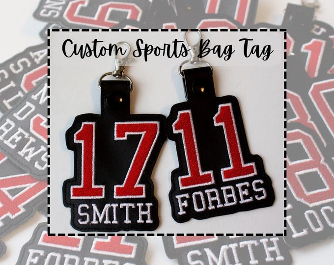Custom Sports Bag Tag | Name Tag Key Fob | Backpack Tag | Luggage Tag | Personalized Gift | Sports Team Gift | Team Colours