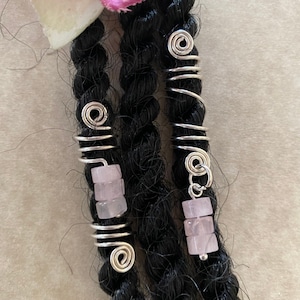 Loc Jewelry Rose Quartz Dread/Braid Coil Dreadlock Sisterloc Hair Charms Heishi Rose Quartz Hair Accessories