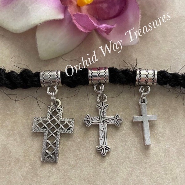 Loc Jewelry Silver Cross Braid/Dread Charm Locs Cuff-Choice of 3 Cross Charms-Dreads Braids Dreadlock Sisterlocs Cross Hair Accessories