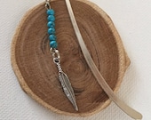 Silver Feather Bookmark Turquoise Beads Feather Southwestern Navajo Indian Western Book Lover Teacher Gift Journal Planner