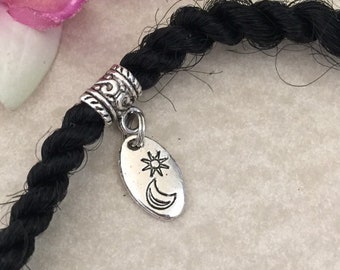 Silver Moon Dreadlock CuffCharm Loc Jewelry Dreads Braids Boho Euro Bracelet Charm Locs Jewelry Silver Filigree Crescent Moon Sisterlocs