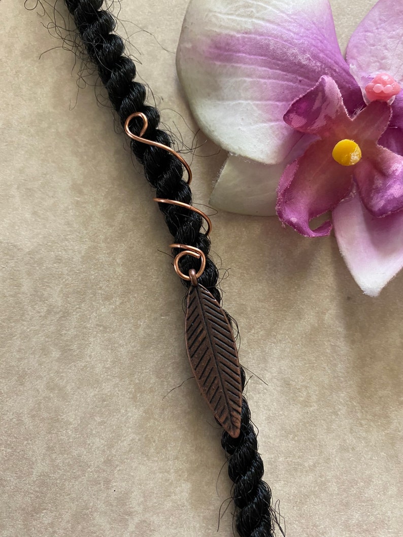 Loc Jewelry Leaf on Copper Gold or Bronze Coil Dreadlock Cuff Hair Jewelry Braids Dreads Locs Braid Jewelry Sisterloc Silver