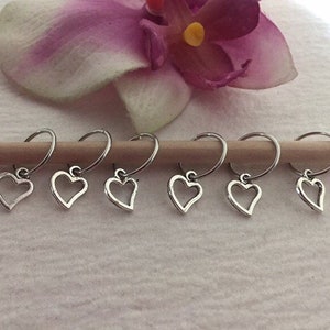 Loc Jewelry Silver Hair Rings w/Heart Charms Braid Rings Dread Rings Boho Hair Jewelry Braids Loc Rings Sisterloc Hoops Hair Accessories